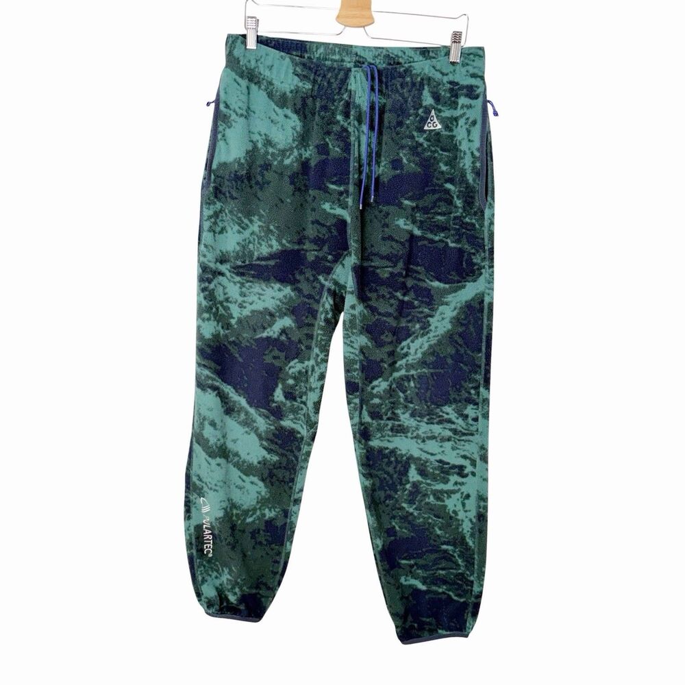 Nike ACG Wolf Tree Polartec Fleece Pants Green Camo Size Large FN2432-361